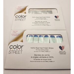 2 New Sets Of Color Street Real Nail Polish Strips, Long Time No Sea, Diamonds